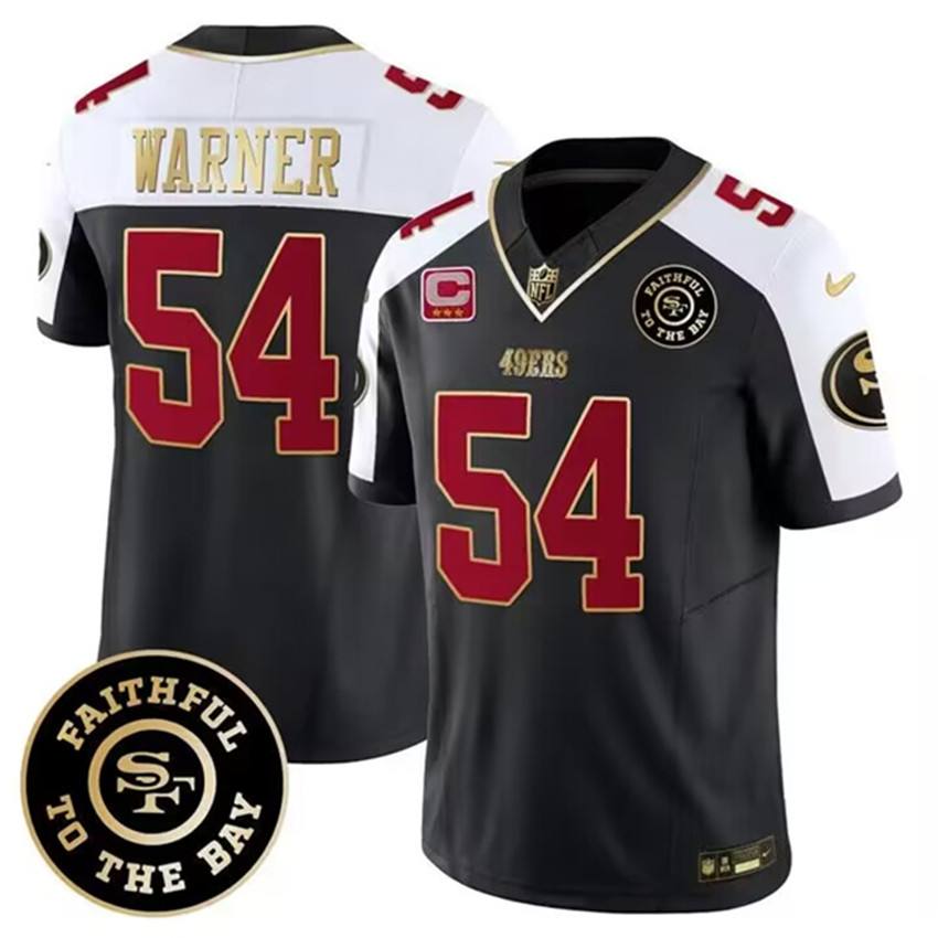 Men's White balck San Francisco 49ers #54 Fred Warner 2023 F.U.S.E. With 3-Star C Patch and Faithful To The Bay Patch Stitched Football Jersey